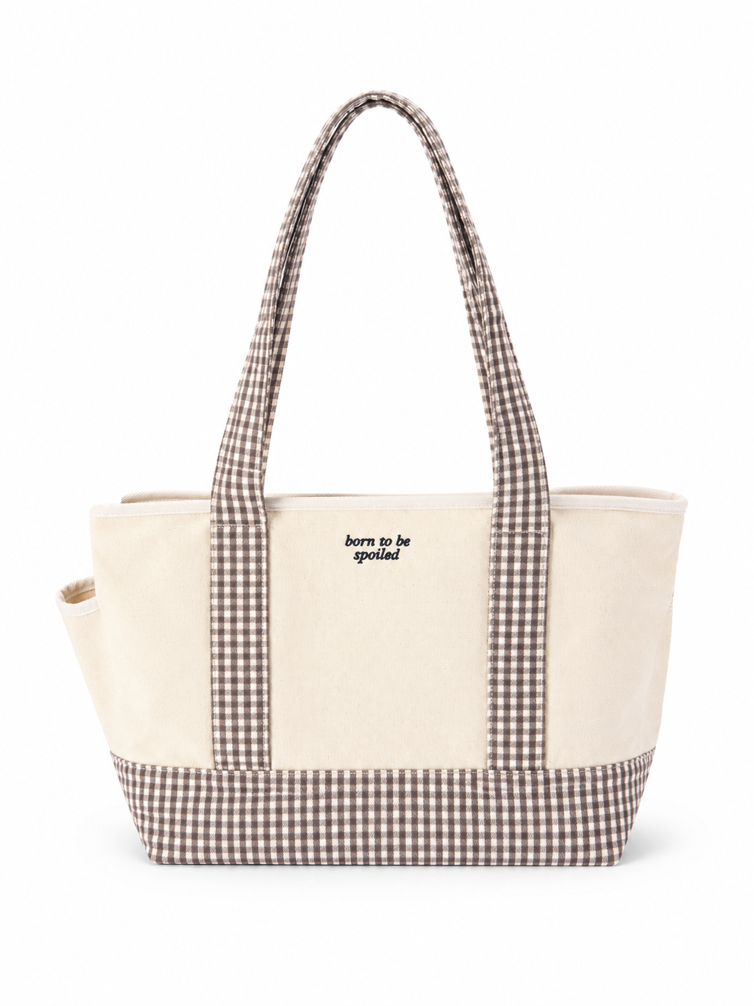 Born to be Spoiled Gingham Pet Carrier