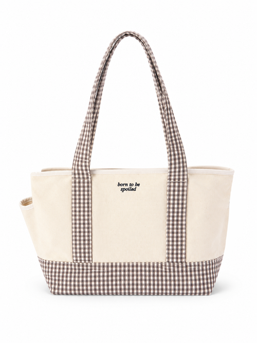 Born to be Spoiled Gingham Pet Carrier