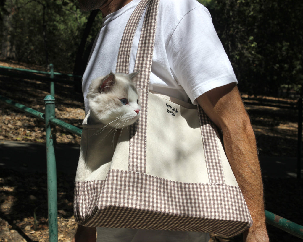 Born to be Spoiled Gingham Pet Carrier