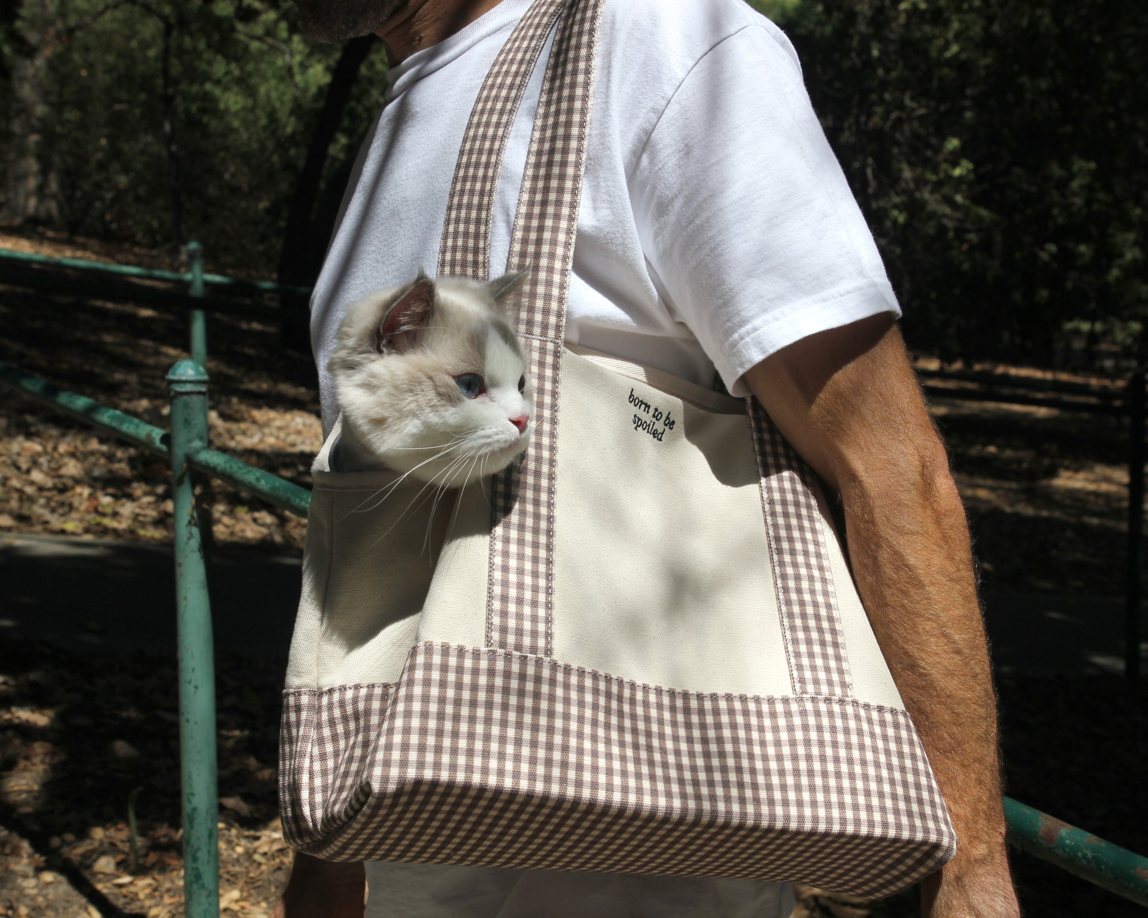 Born to be Spoiled Gingham Pet Carrier
